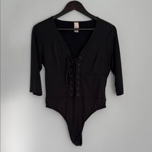 Black Lace-Up Bodysuit